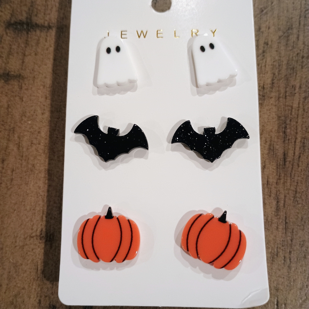 Fashion Jewelry Spooky Ghost, Bat, and Pumpkin Earrings